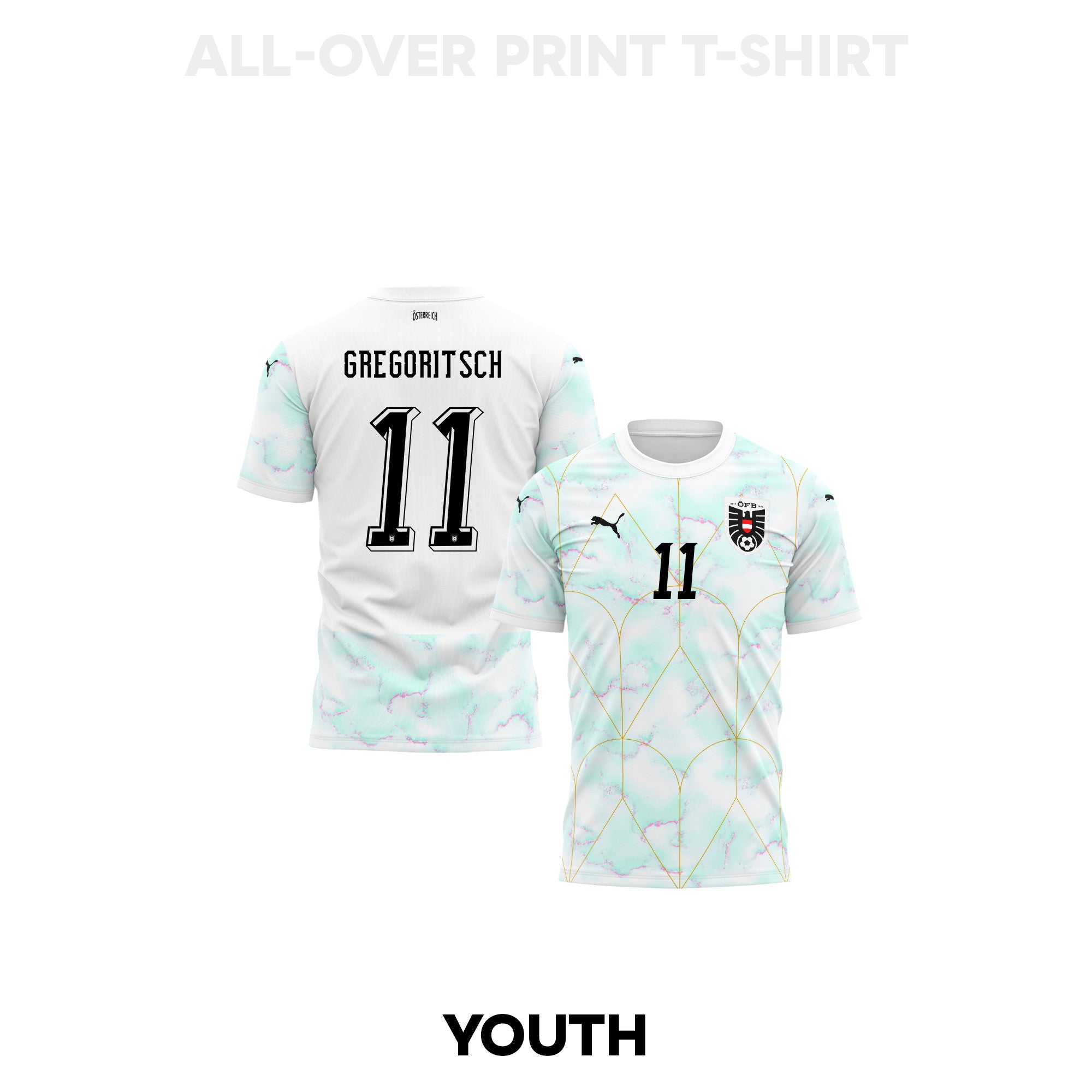 Michael Gregoritsch 11 Youth Austria 2026 Away 3D T-shirt Fully Printed – White