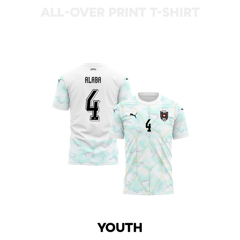 David Alaba 4 Youth Austria 2026 Away 3D T-shirt Fully Printed – White