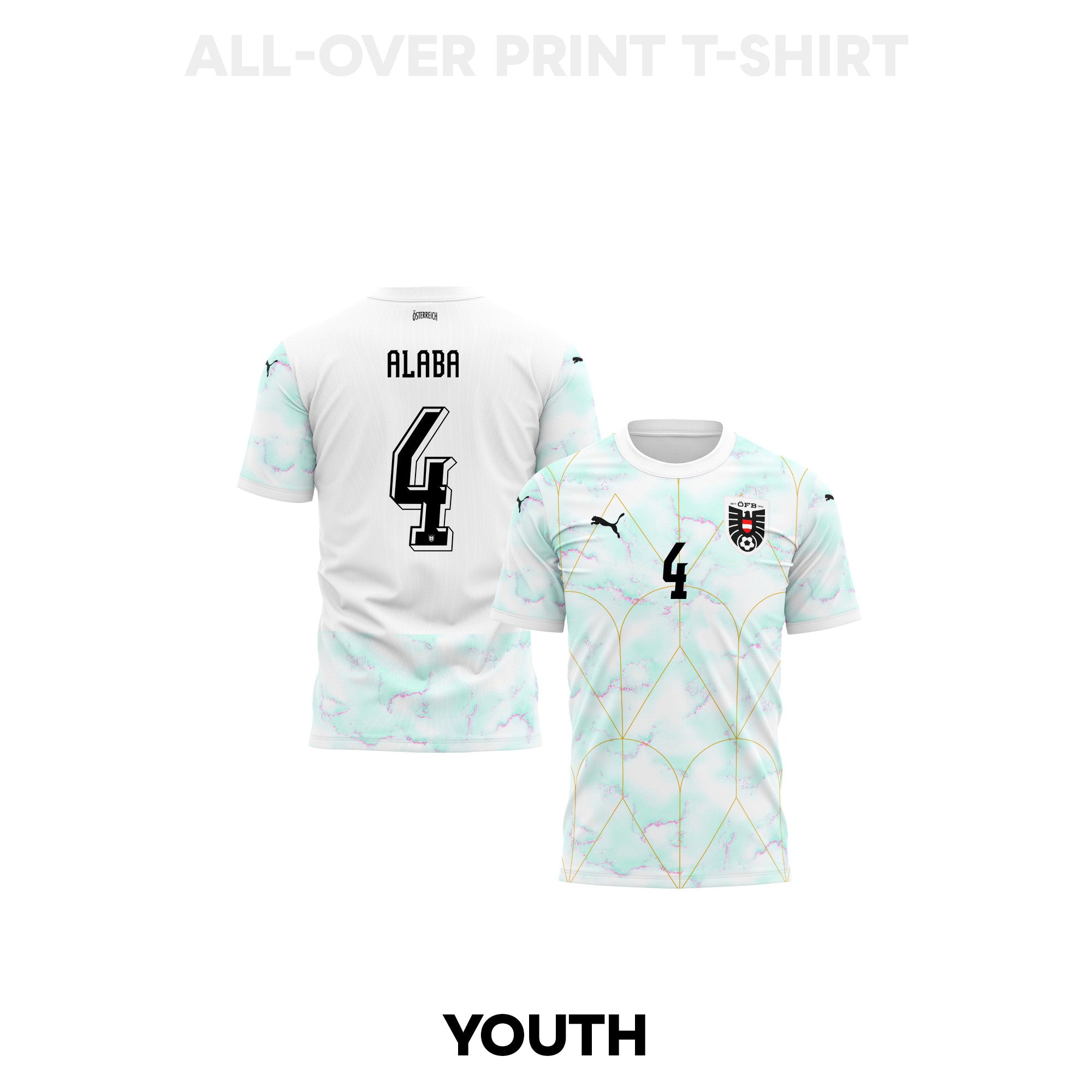 David Alaba 4 Youth Austria 2026 Away 3D T-shirt Fully Printed – White