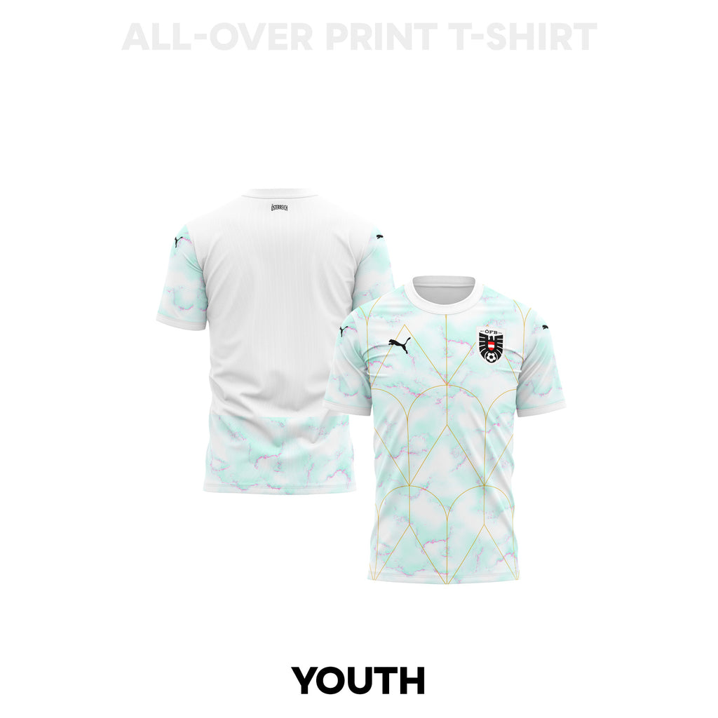 Austria 2026 Youth Away 3D T-shirt Fully Printed – White