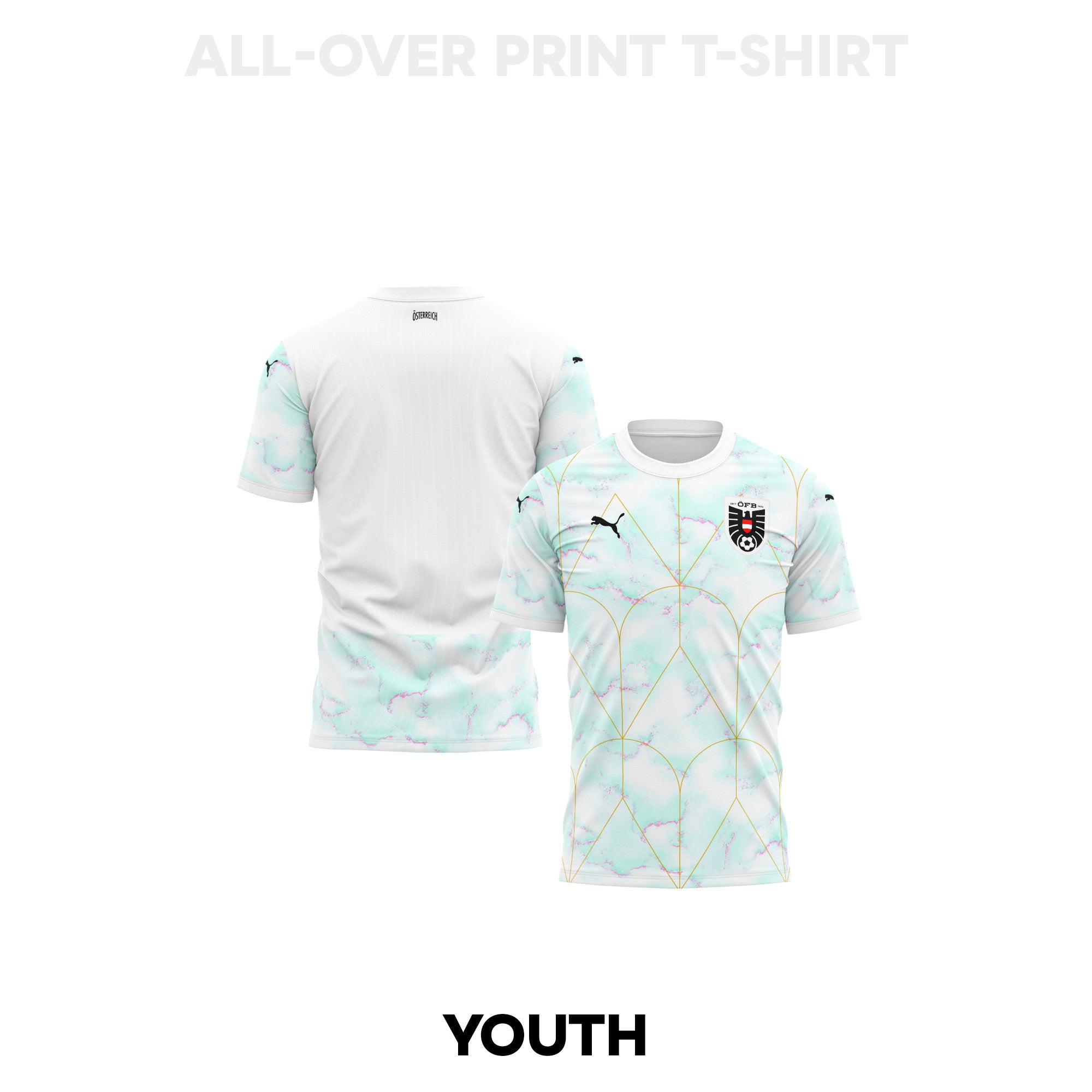 Austria 2026 Youth Away 3D T-shirt Fully Printed – White