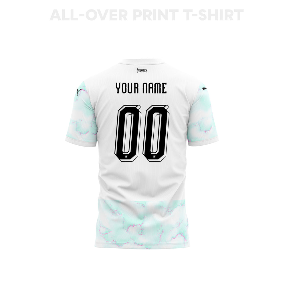 Austria 2026 Youth Away 3D T-shirt Fully Printed – Personalized – White