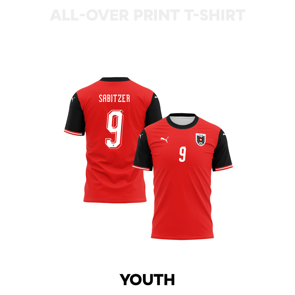 Marcel Sabitzer 9 Youth Austria 2026 Home 3D T-shirt Fully Printed – Red