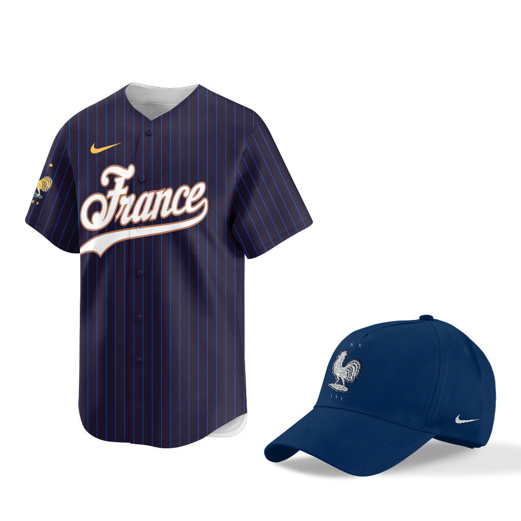 France World Cup 2026 Fan Gear Set – Home 3D Baseball Jersey & Hat