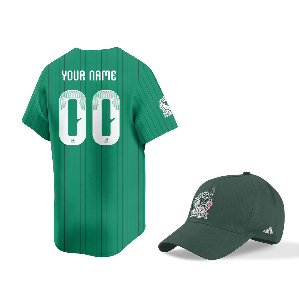 Mexico World Cup 2026 Fan Gear Set – Home 3D Baseball Jersey & Hat