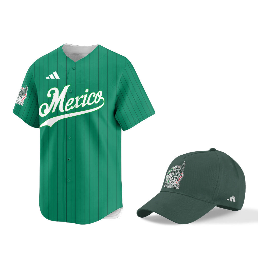 Mexico World Cup 2026 Fan Gear Set – Home 3D Baseball Jersey & Hat