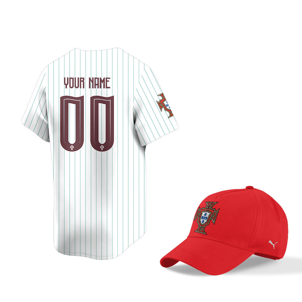 Portugal World Cup 2026 Fan Gear Set – Away 3D Baseball Jersey & Hat