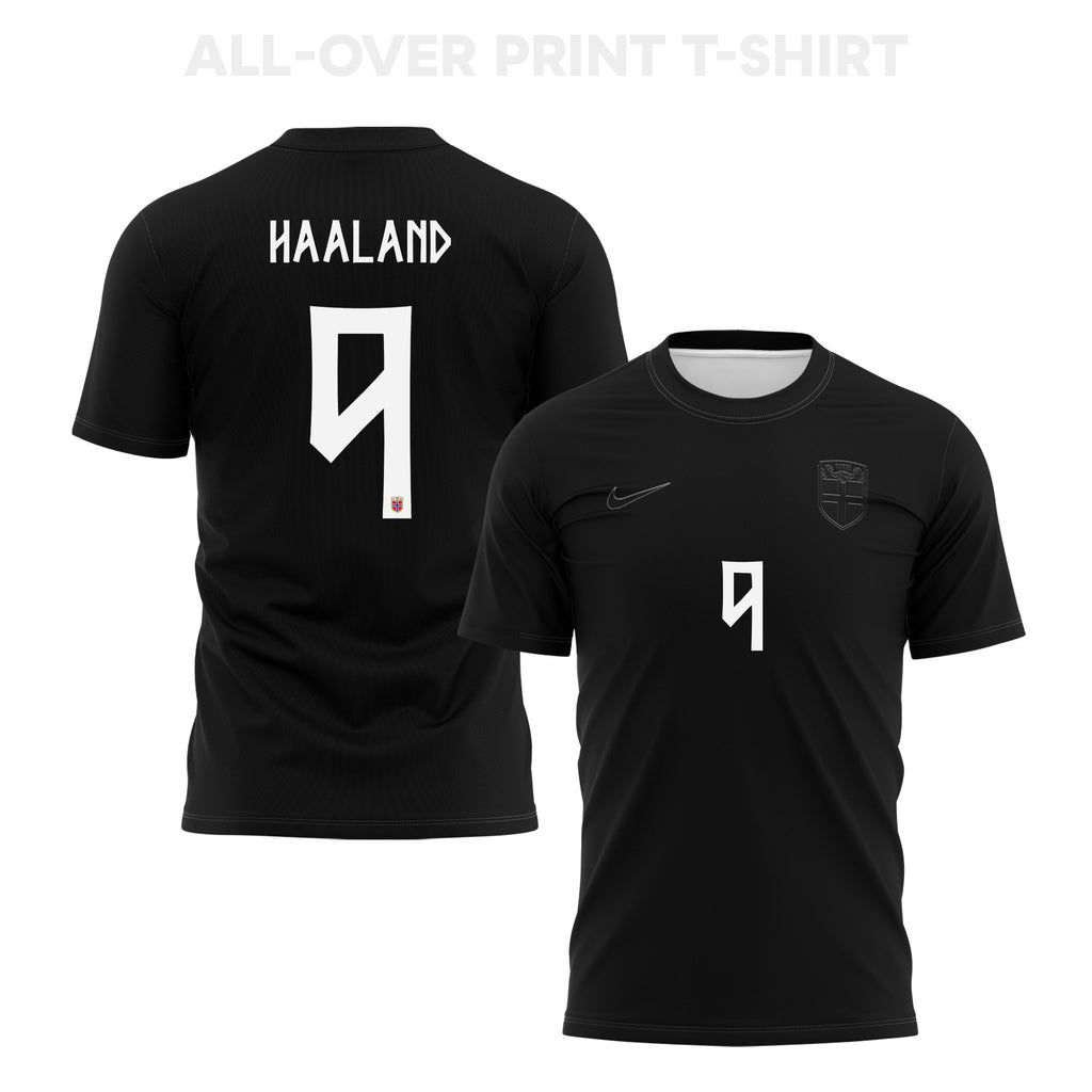 Erling Haaland 9 Norway 2026 Away 3D T-Shirt Fully Printed – Unisex, Black