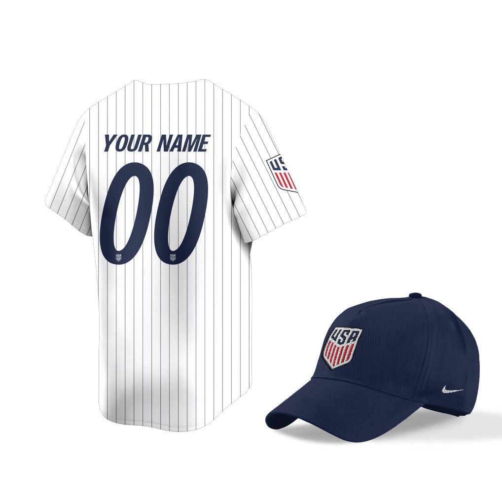 USA World Cup 2026 Fan Gear Set – Home 3D Baseball Jersey & Hat