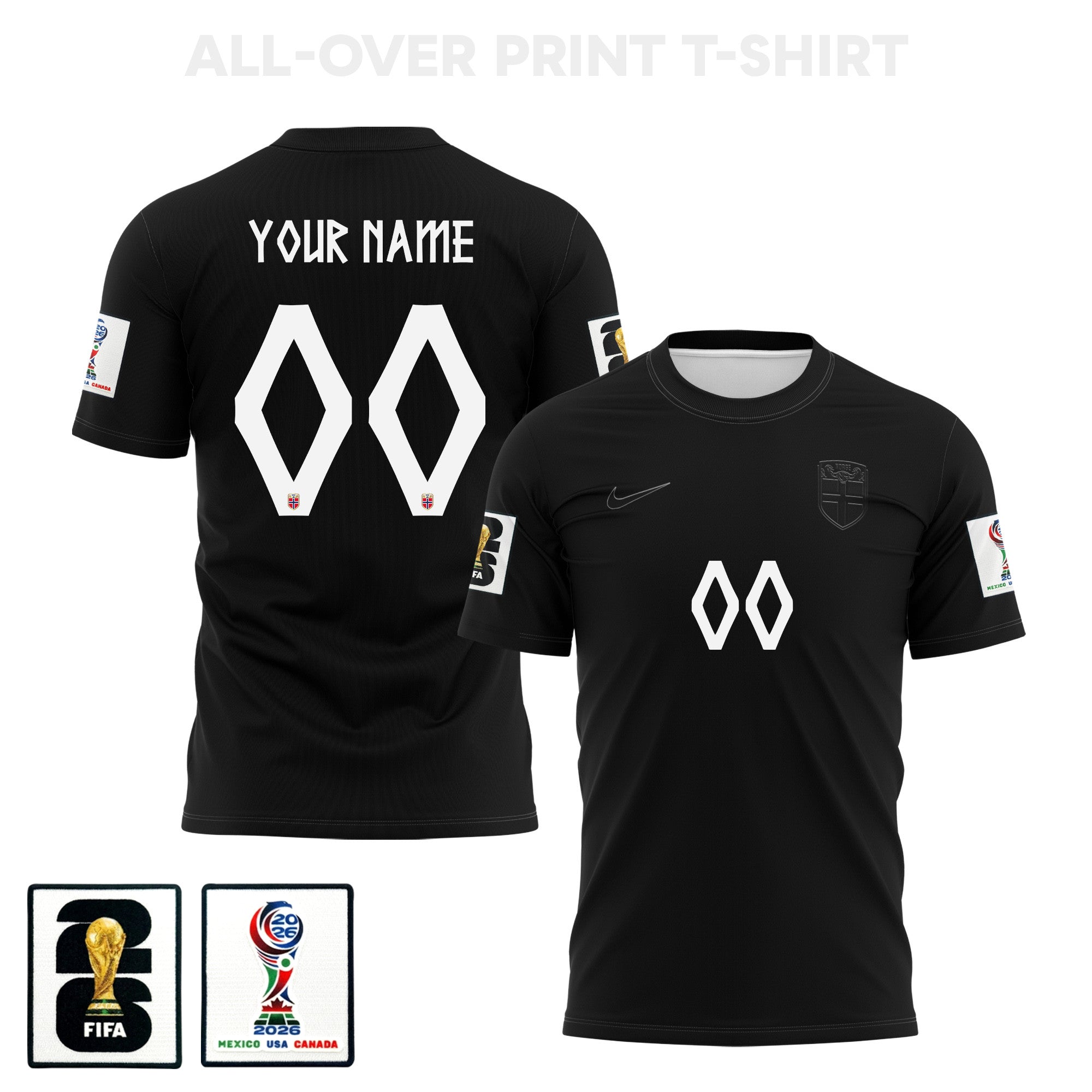 Norway 2026 Away 3D T-Shirt Fully Printed – Personalized – Unisex, Black