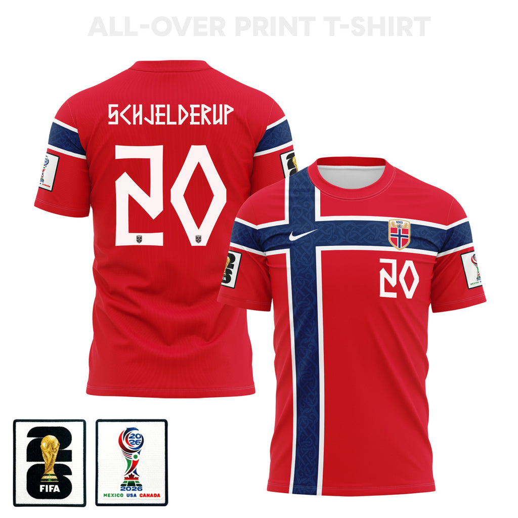 Andreas Schjelderup 20 Norway 2026 Home 3D T-Shirt Fully Printed – Unisex, Red