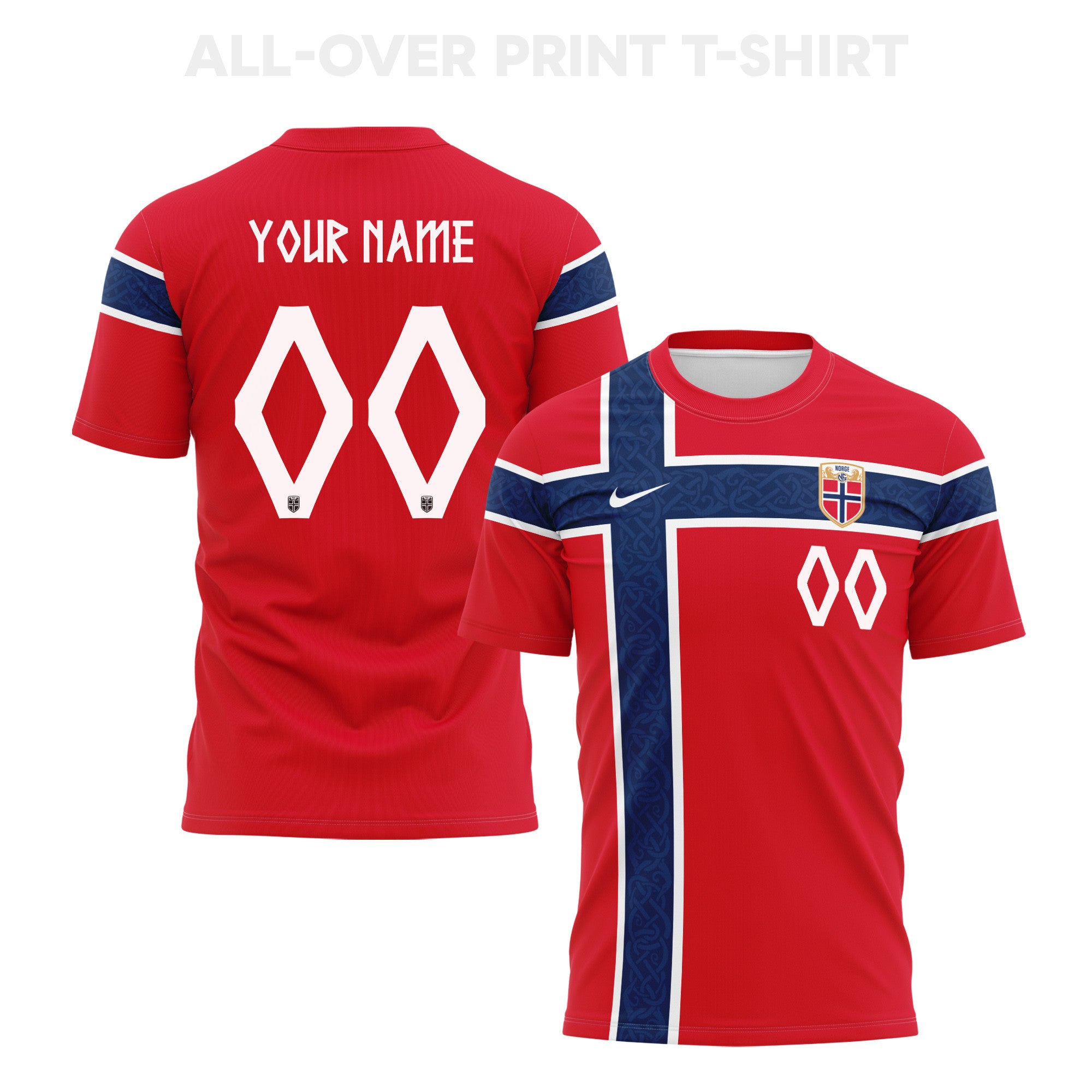 Norway 2026 Home 3D T-Shirt Fully Printed – Personalized – Unisex, Red