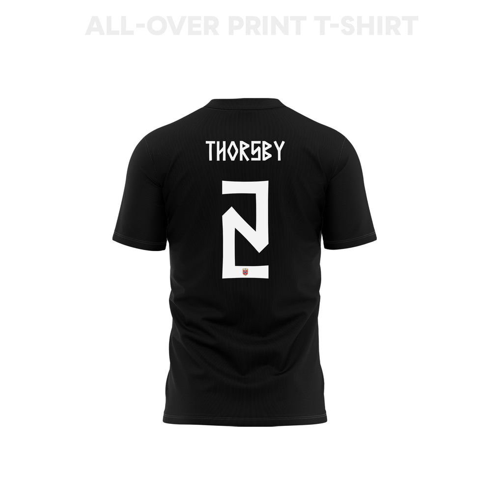 Morten Thorsby 2 Youth Norway 2026 Away 3D T-shirt Fully Printed – Black