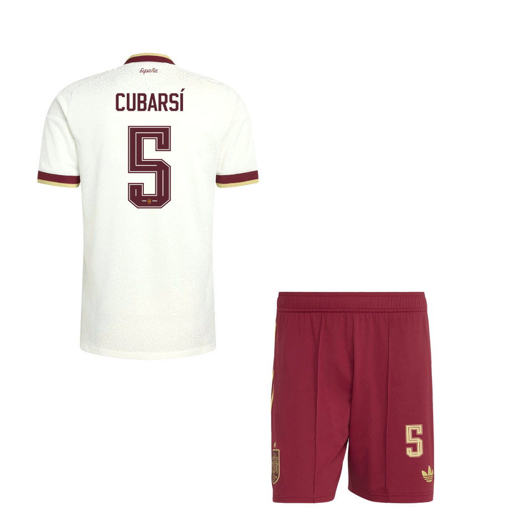 Pau Cubarsí 5 Spain 2026 Away Men Jersey & Shorts Set – White And Red