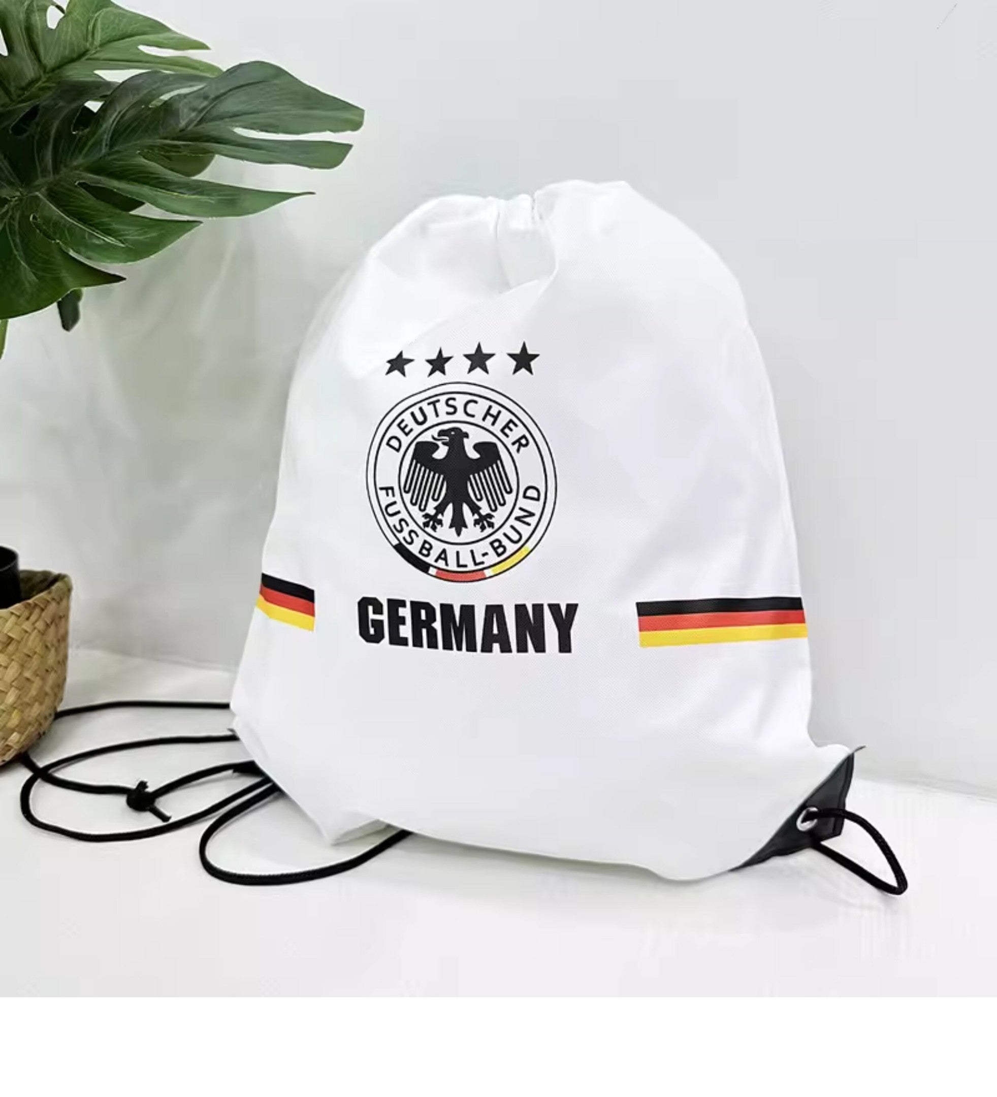 Germany Soccer Fan Drawstring Bag – World Cup 2026 Edition - White
