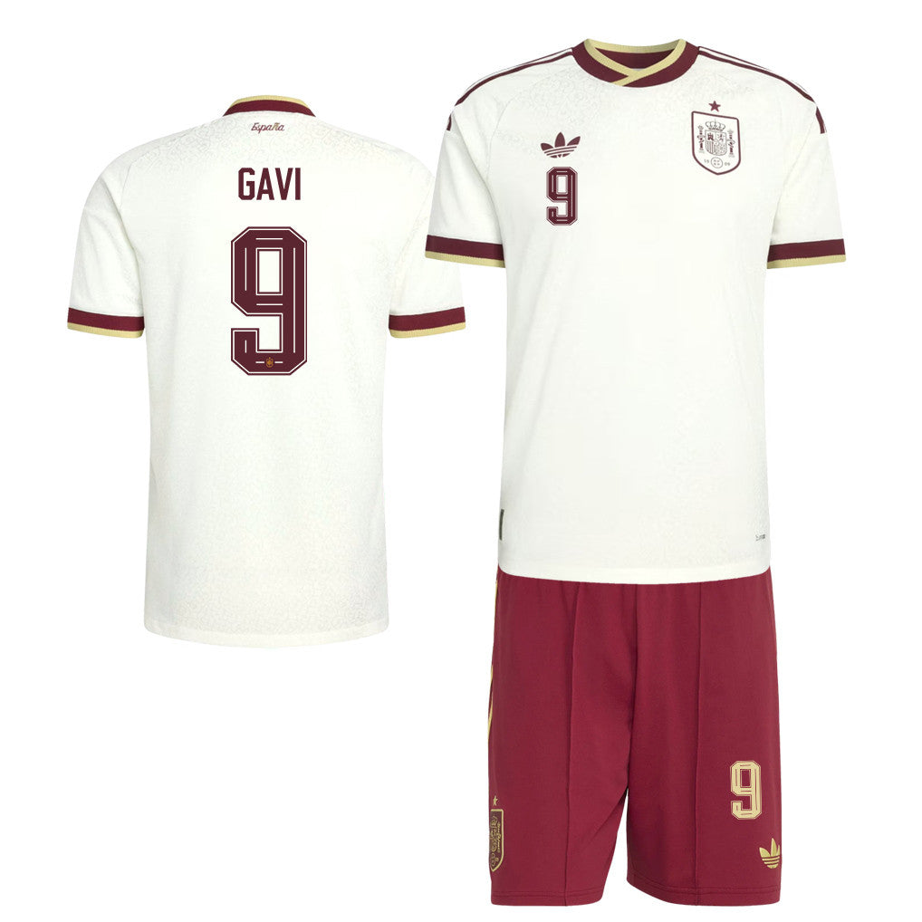 Gavi 9 Spain 2026 Away Men Jersey & Shorts Set – White And Red