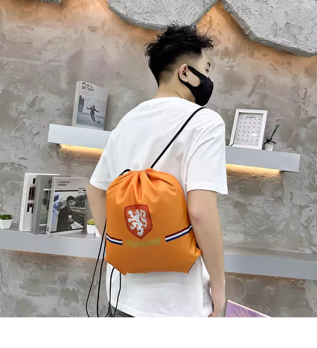 Netherlands Soccer Fan Drawstring Bag – World Cup 2026 Edition - Orange