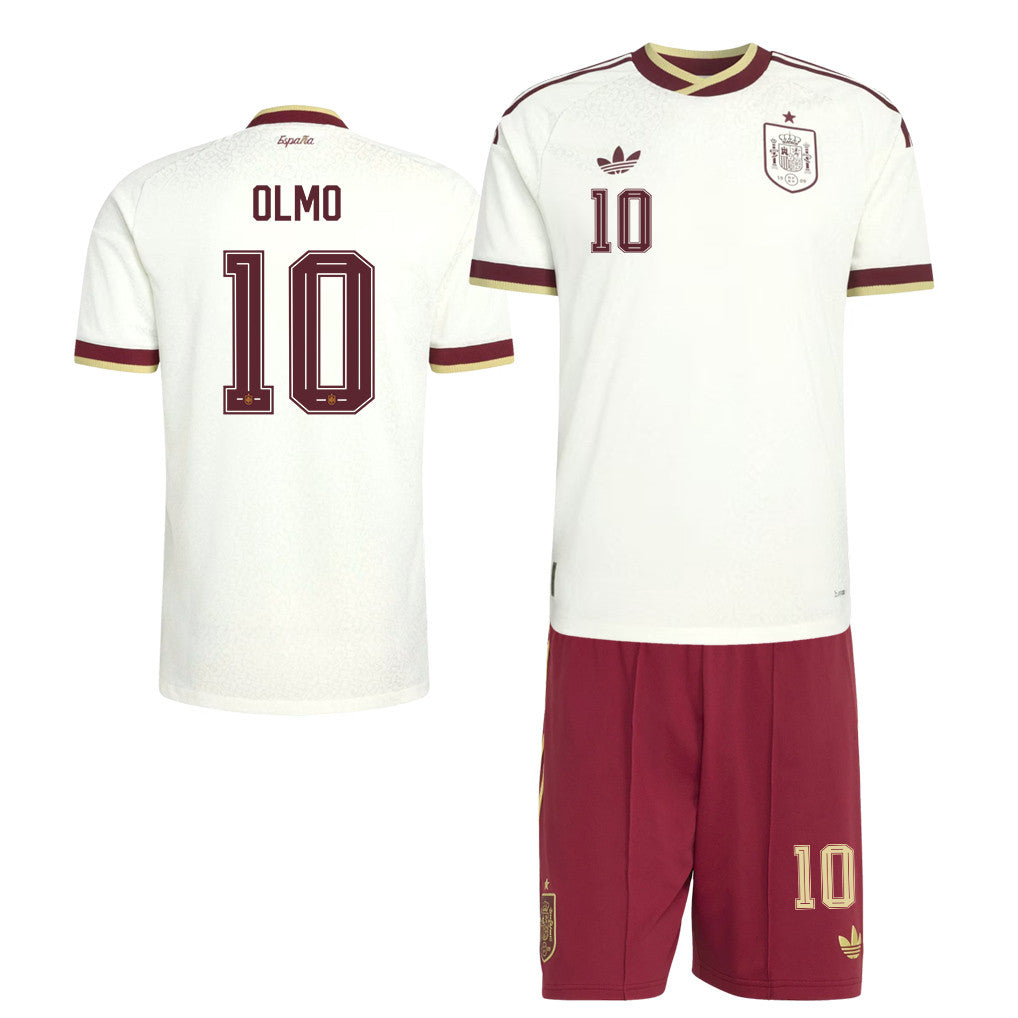 Dani Olmo 10 Spain 2026 Away Men Jersey & Shorts Set – White And Red