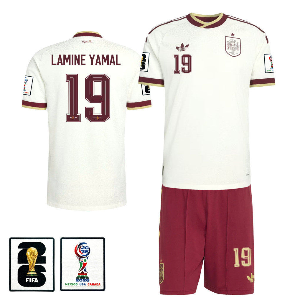 Lamine Yamal 19 Spain 2026 Away Men Jersey & Shorts Set – White And Red