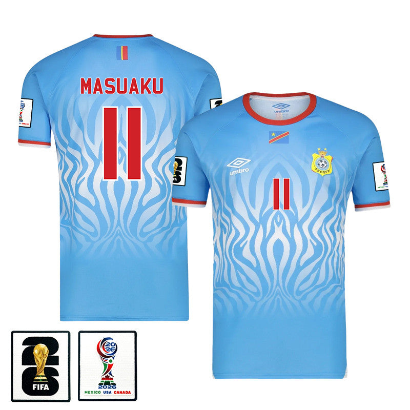 Arthur Masuaku 11 DR Congo 2026 Home Jersey - Blue, Men