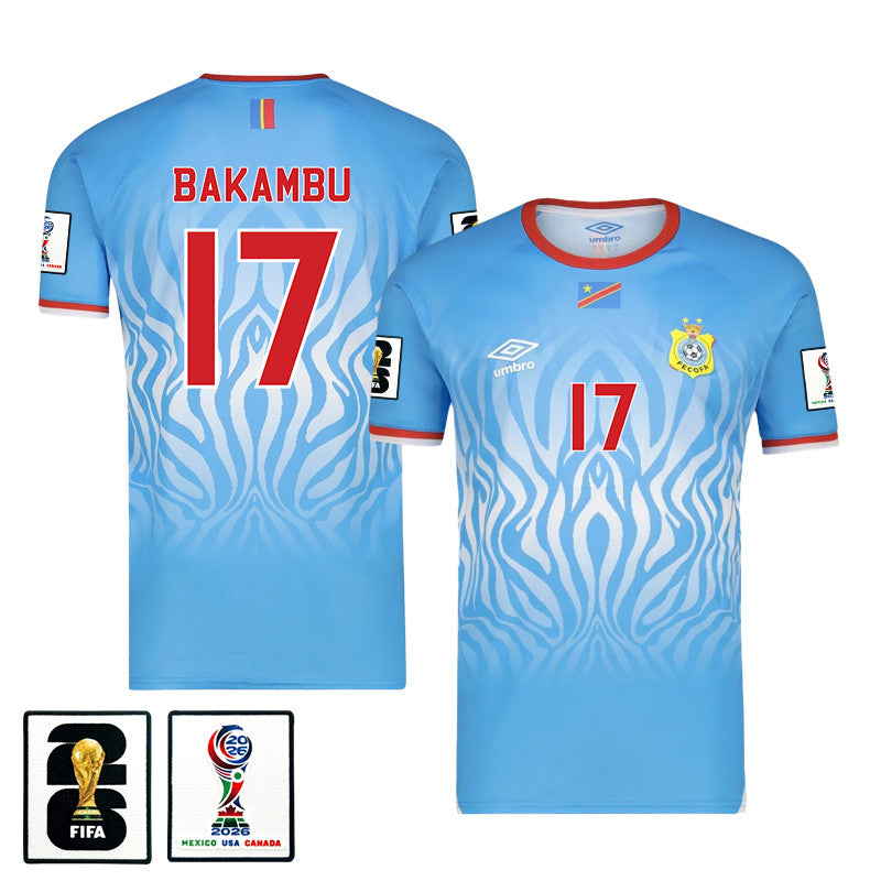 Cedric Bakambu 17 DR Congo 2026 Home Jersey - Blue, Men