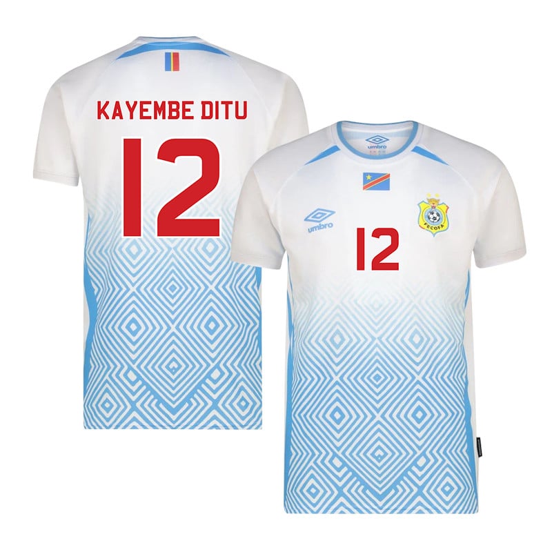 Joris Kayembe Ditu 12 DR Congo 2026 Away Jersey - White, Men