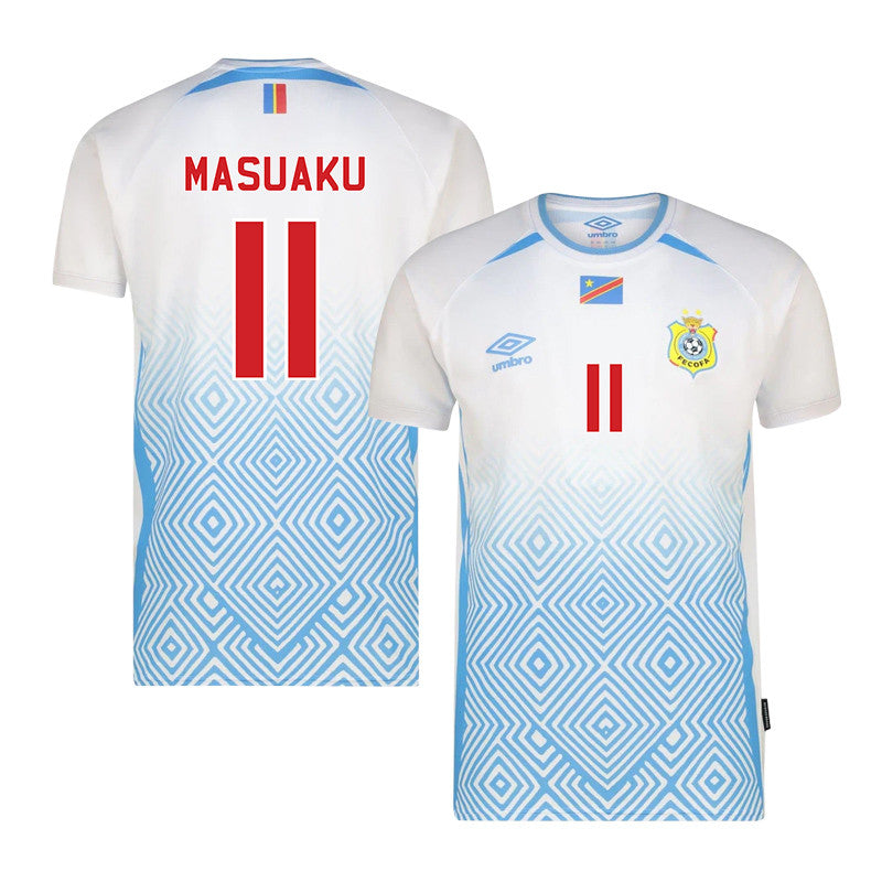 Arthur Masuaku 11 DR Congo 2026 Away Jersey - White, Men