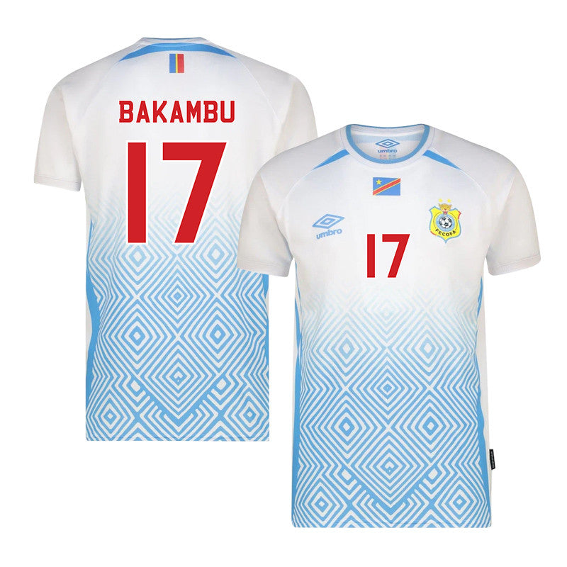 Cedric Bakambu 17 DR Congo 2026 Away Jersey - White, Men