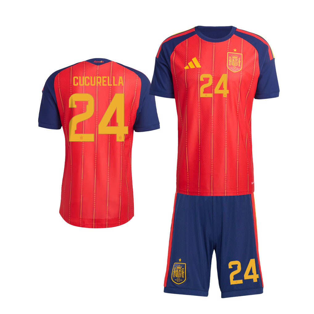 Marc Cucurella 24 Spain 2026 Home Men Jersey & Shorts Set – Red