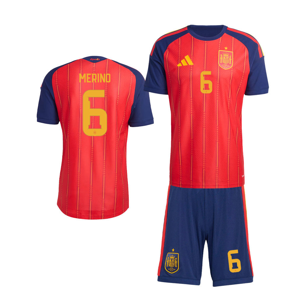 Mikel Merino 6 Spain 2026 Home Men Jersey & Shorts Set – Red