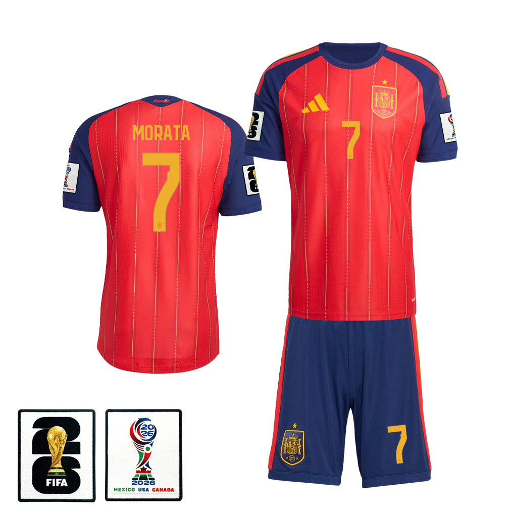Álvaro Morata 7 Spain 2026 Home Men Jersey & Shorts Set – Red