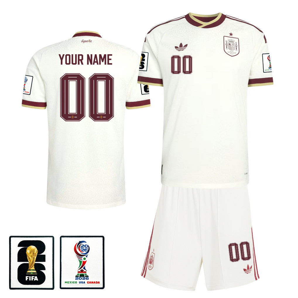 Spain 2026 Away Men Jersey & Shorts Set – Personalized - White