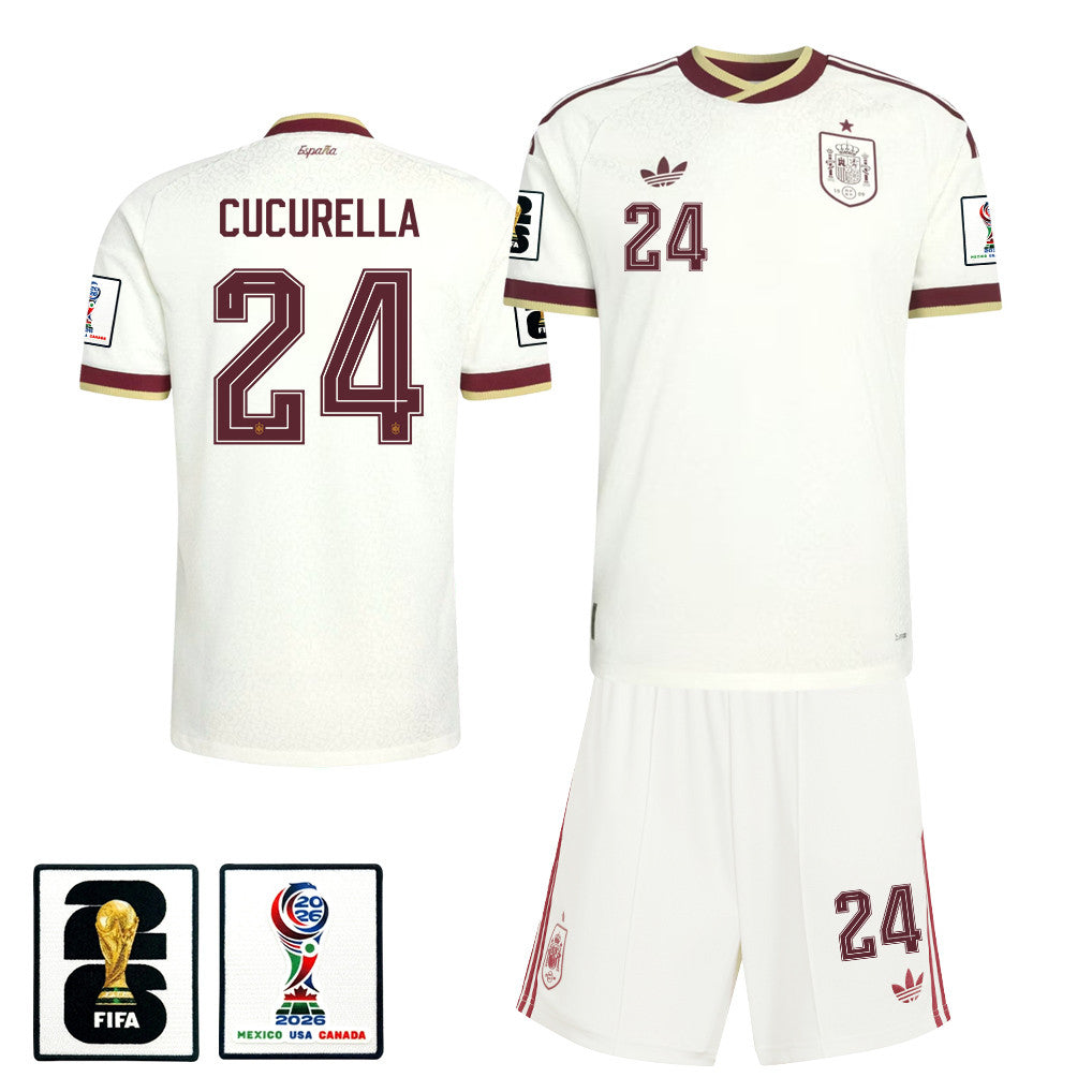 Marc Cucurella 24 Spain 2026 Away Men Jersey & Shorts Set – White