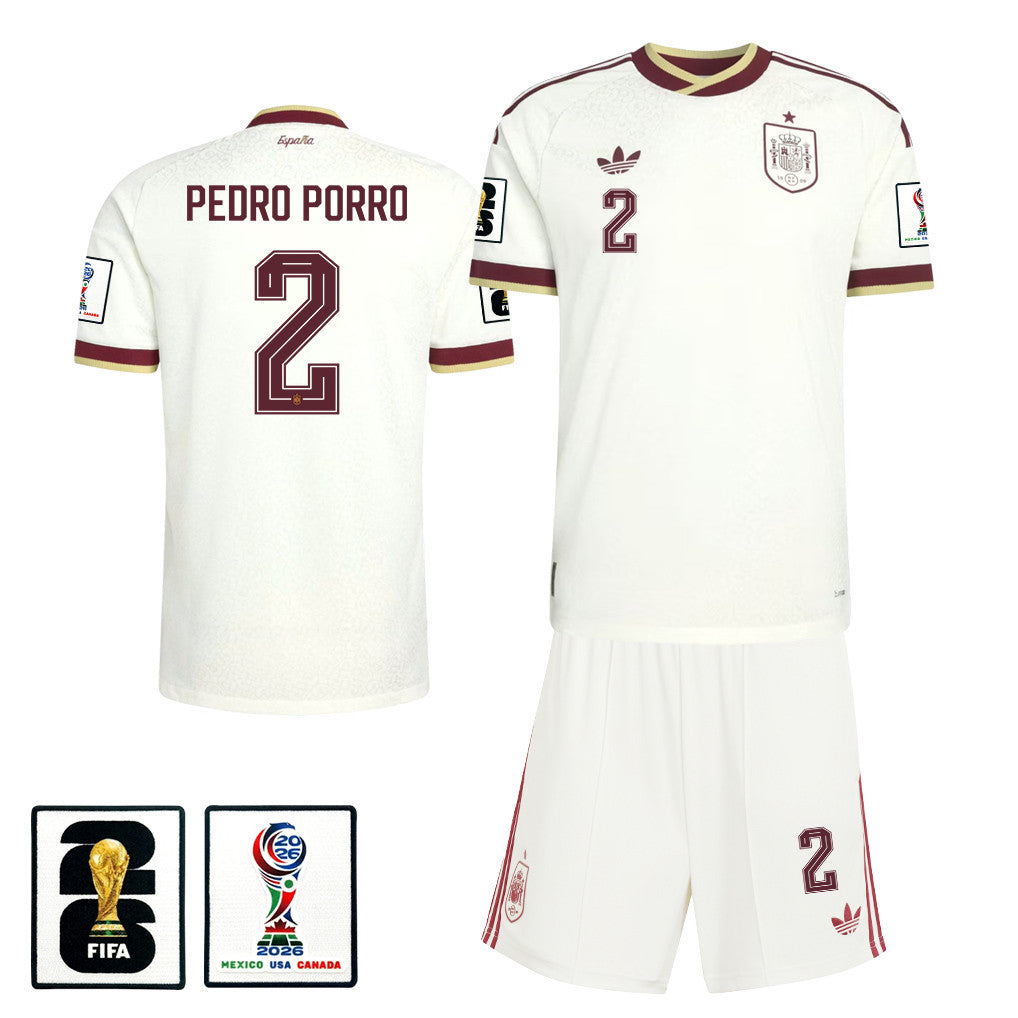 Pedro Porro 2 Spain 2026 Away Men Jersey & Shorts Set – White