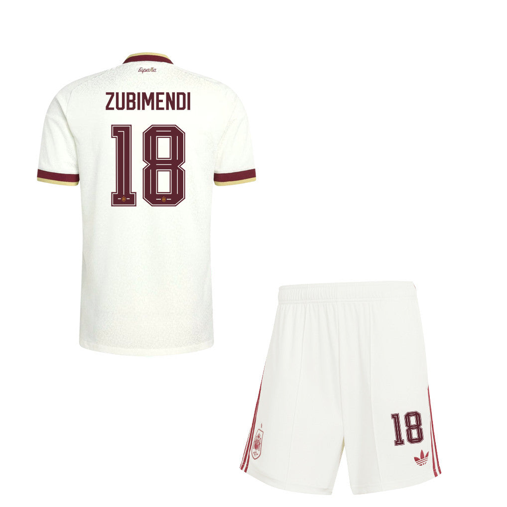 Martin Zubimendi 18 Spain 2026 Away Men Jersey & Shorts Set – White