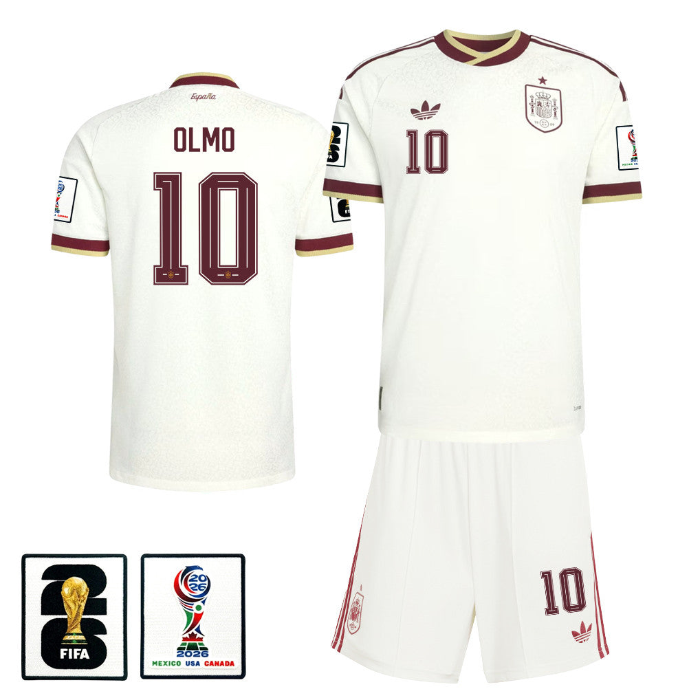 Dani Olmo 10 Spain 2026 Away Men Jersey & Shorts Set – White