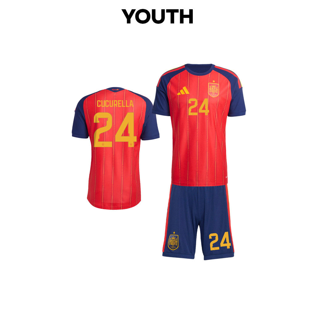 Marc Cucurella 24 Spain 2026 YOUTH Home Jersey & Shorts Set - Red