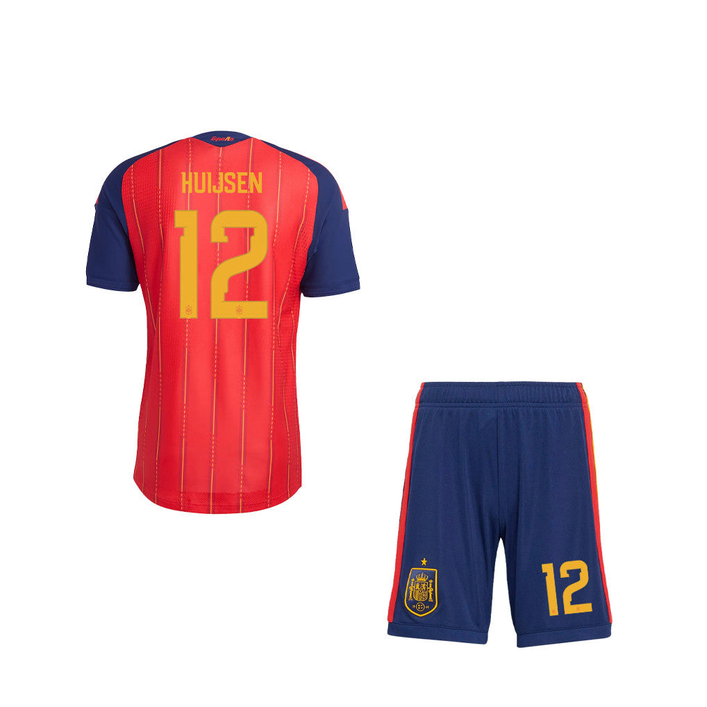 Dean Huijsen 12 Spain 2026 YOUTH Home Jersey & Shorts Set - Red