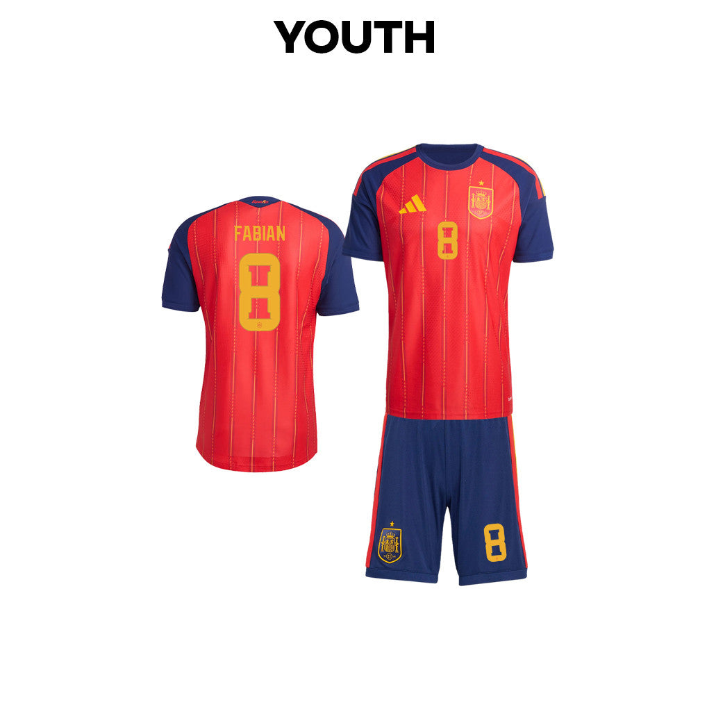 Fabián Ruiz 8 Spain 2026 YOUTH Home Jersey & Shorts Set - Red