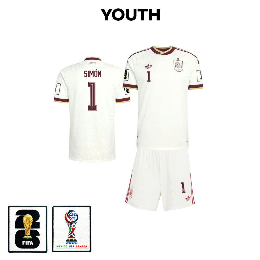 Unai Simón 1 Spain 2026 YOUTH Away Jersey & Shorts Set - White