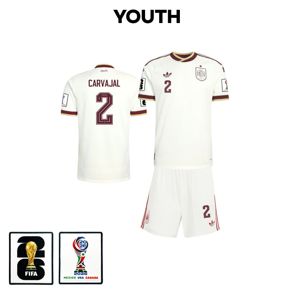Dani Carvajal 2 Spain 2026 YOUTH Away Jersey & Shorts Set - White