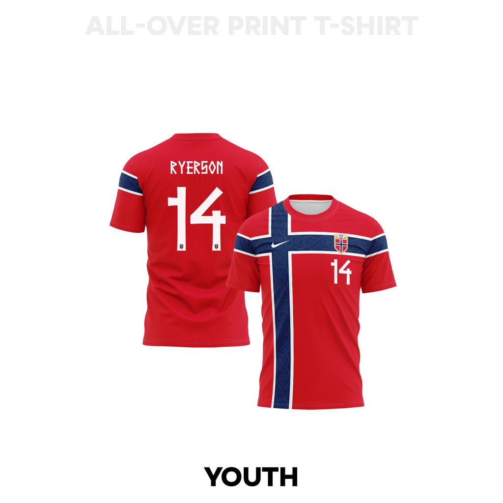 Julian Ryerson 14 Youth Norway 2026 Home 3D T-shirt Fully Printed – Red