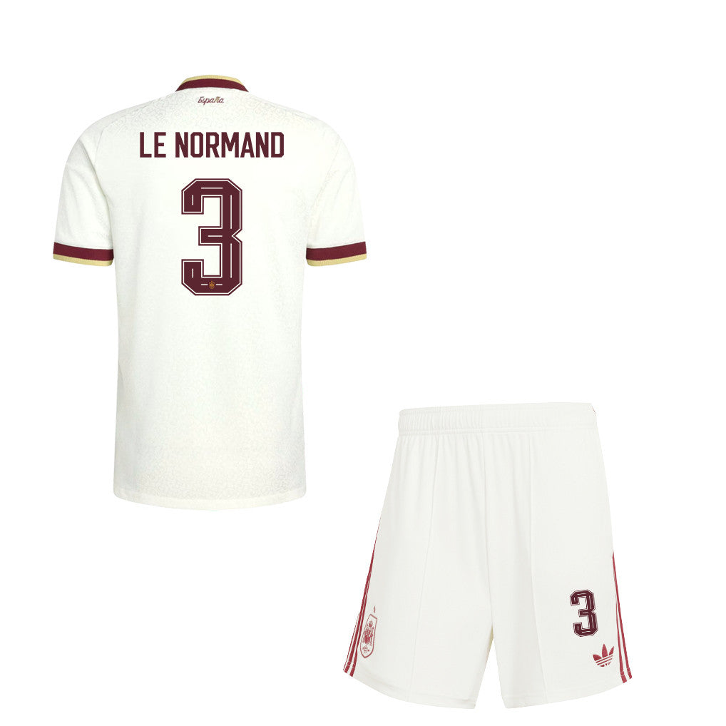 Robin Le Normand 3 Spain 2026 YOUTH Away Jersey & Shorts Set - White