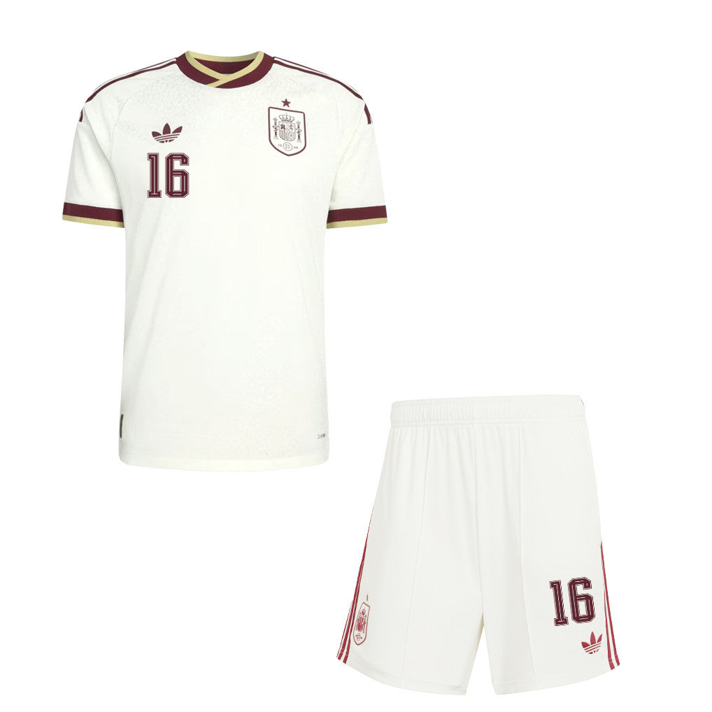 Rodri 16 Spain 2026 YOUTH Away Jersey & Shorts Set - White