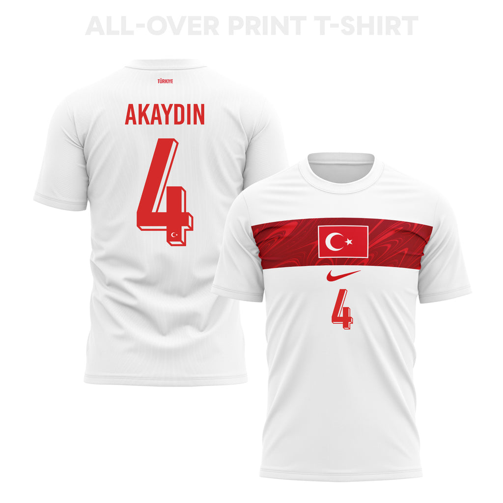 Samet Akaydin 4 Turkey 2026 Away 3D T-Shirt Fully Printed – Unisex, White