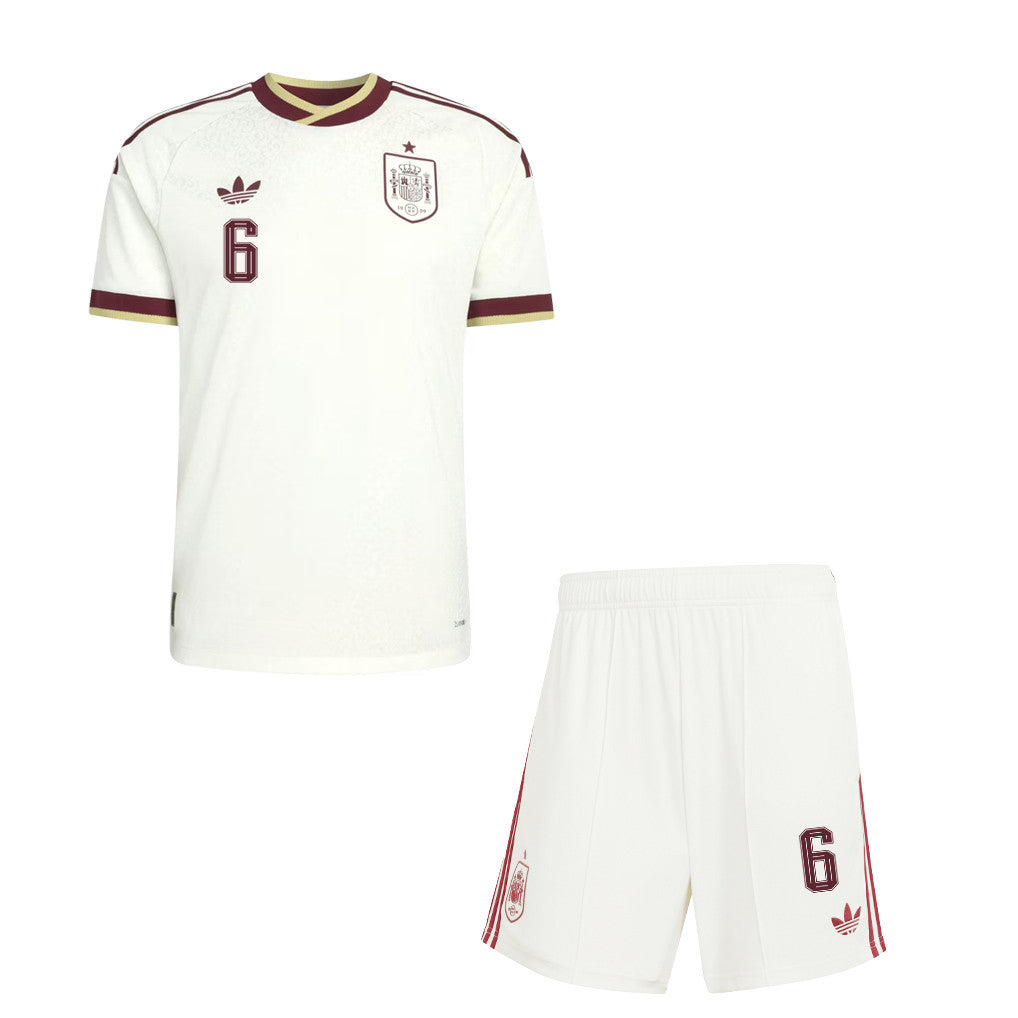 Mikel Merino 6 Spain 2026 YOUTH Away Jersey & Shorts Set - White