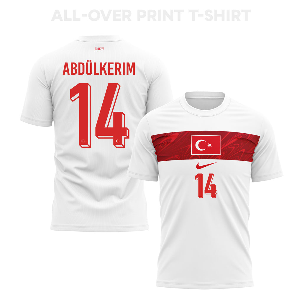Abdulkerim Bardakci 14 Turkey 2026 Away 3D T-Shirt Fully Printed – Unisex, White