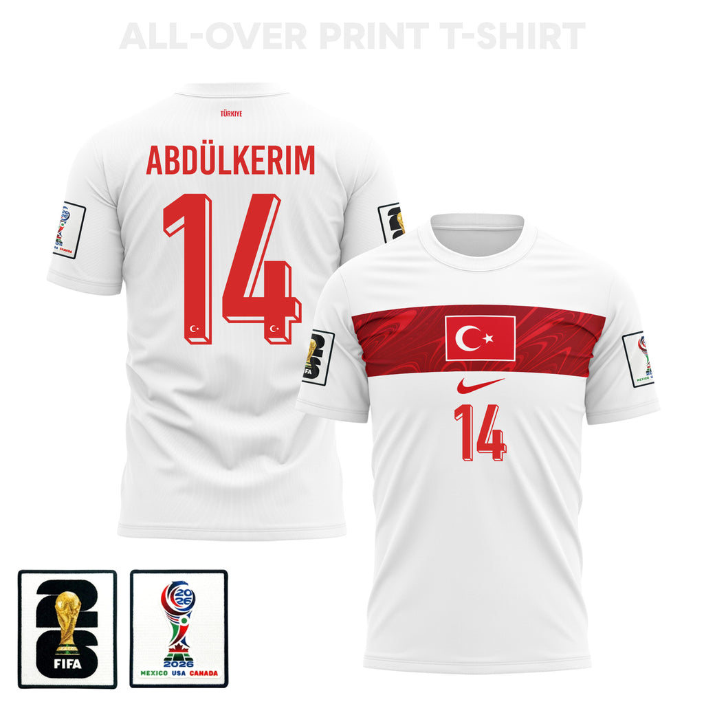 Abdulkerim Bardakci 14 Turkey 2026 Away 3D T-Shirt Fully Printed – Unisex, White