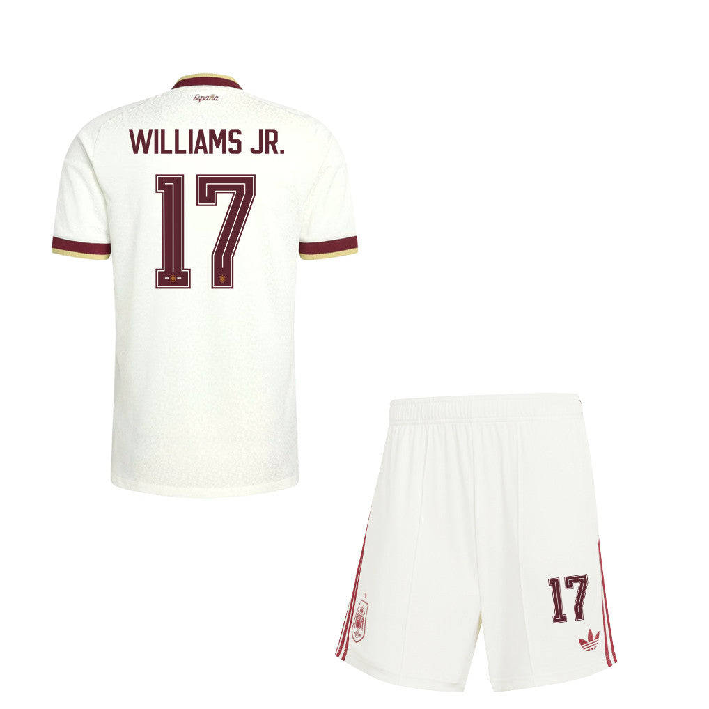 Nico Williams 17 Spain 2026 YOUTH Away Jersey & Shorts Set - White