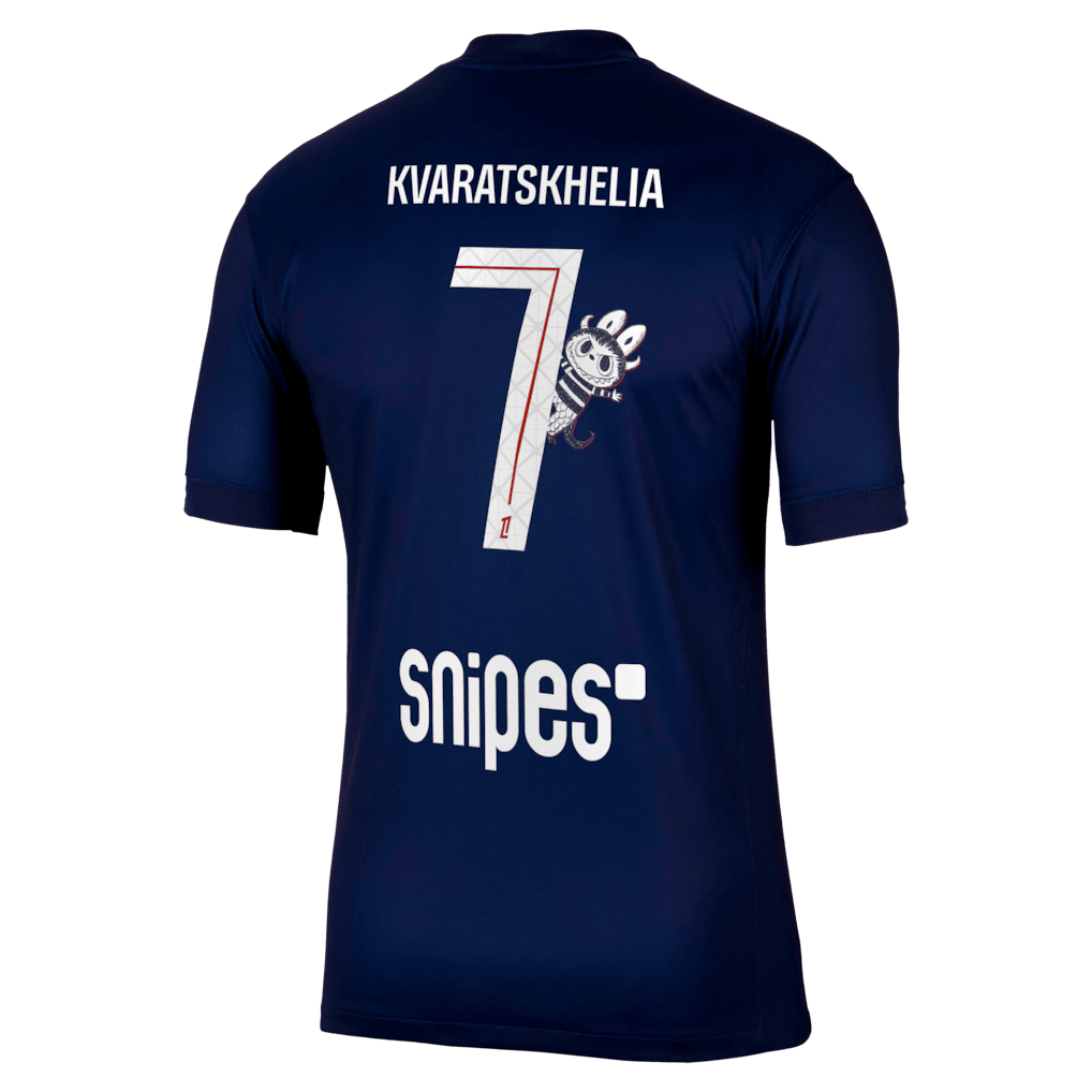 Kvaratskhelia 7 Paris Saint-Germain Home Stadium Shirt 2025-26 With Labubu Printing - Navy